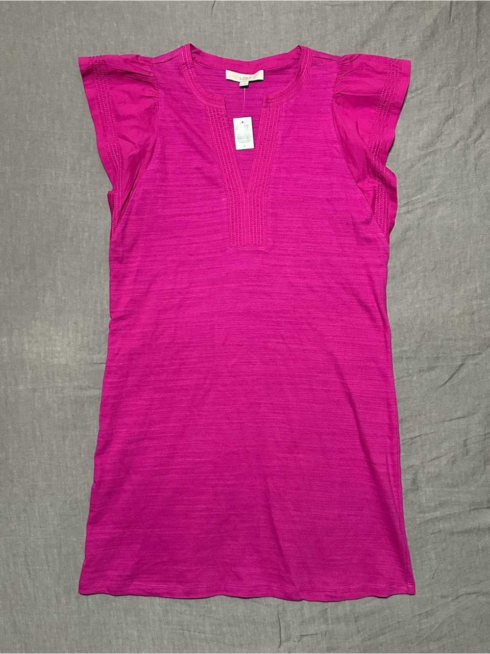 🆕 LOFT Bright Magenta Flutter Sleeve Shift Dress